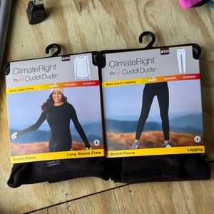 Cuddl Duds ClimateRight Black Stretch Fleece Leggings